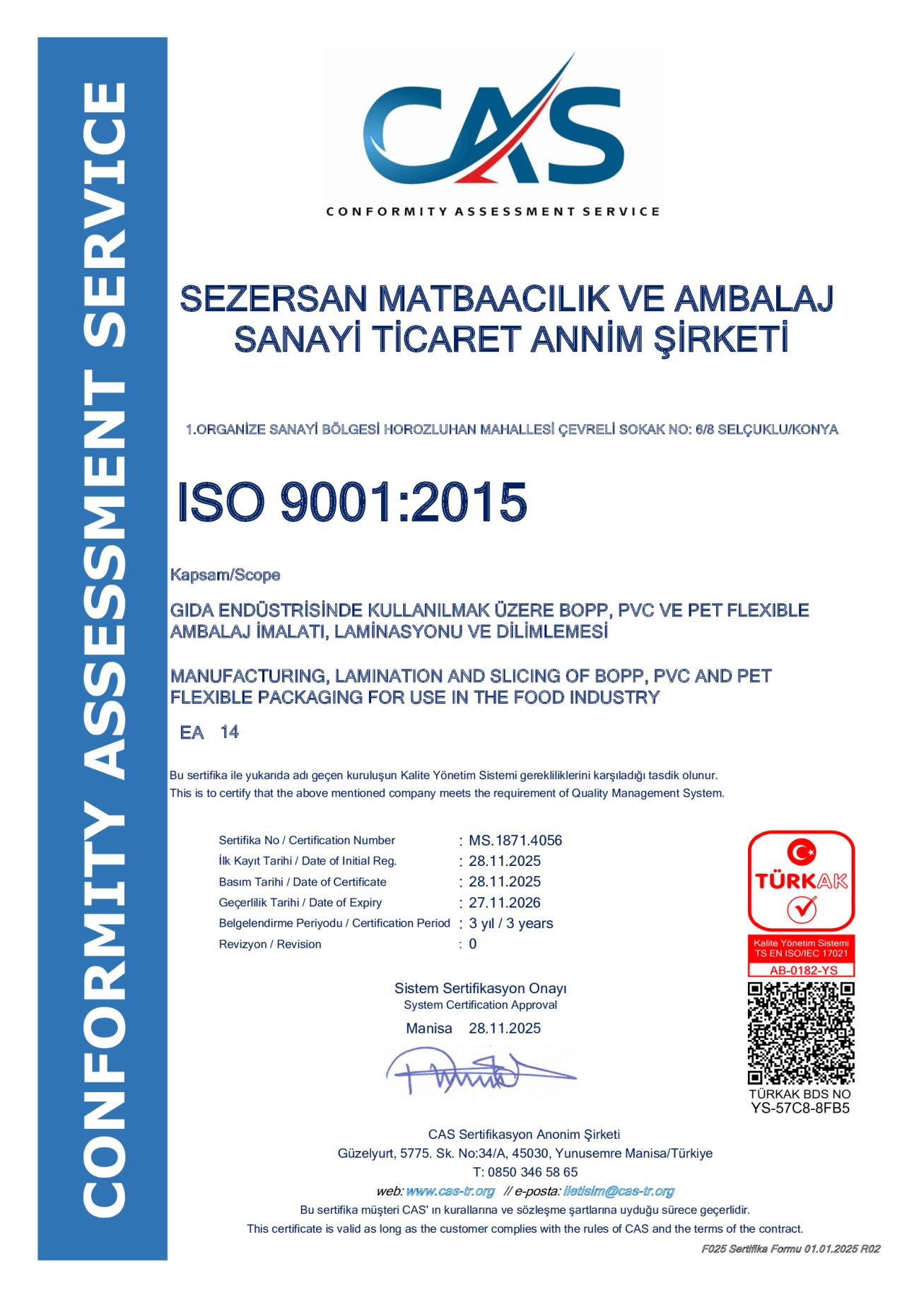 Sezersan Ambalaj Belgeler